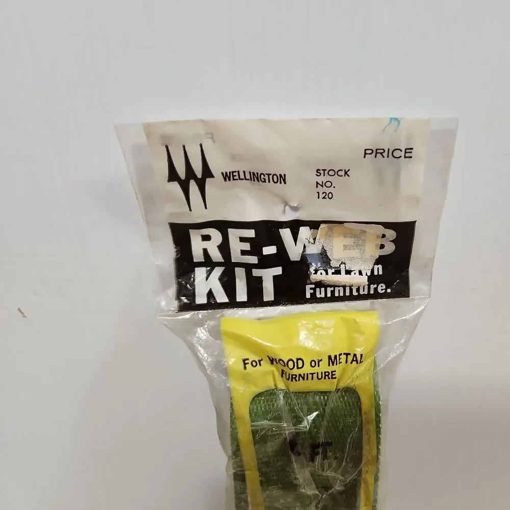 Vintage Wellington Re-Web Kit - Green with White Stripes 17 Ft Lawn Chair Repair
